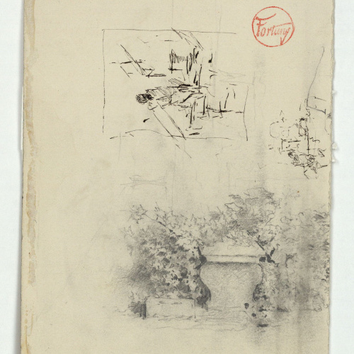 image for: Marià Fortuny - Estudi per al quadre «El jardí dels poetes» (anvers) / Estudi per al quadre «El jardí dels poetes» (revers) - Cap a 1871