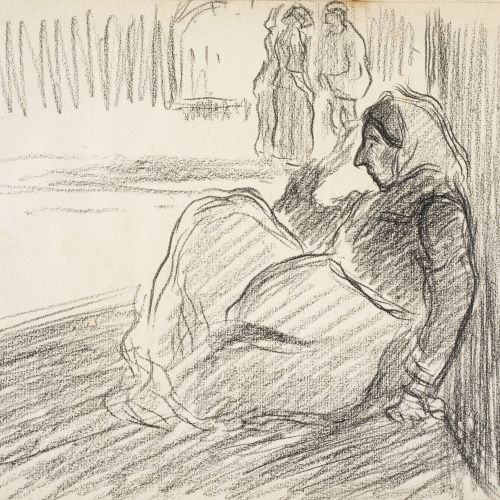 image for: Isidre Nonell - Dona asseguda al carrer - Cap a 1892-1894