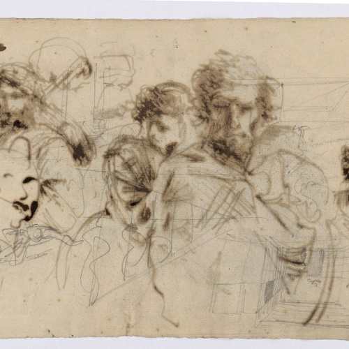 image for: Marià Fortuny - Marroquins (anvers) / Croquis inconcret (revers) - Cap a 1860-1862 [1]