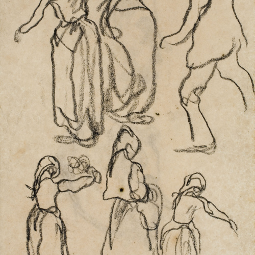 image for: Isidre Nonell - Apunt de figures (anvers) / Estudi de dos caps de perfil (revers) - Cap a 1911