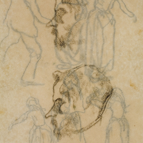 image for: Isidre Nonell - Apunt de figures (anvers) / Estudi de dos caps de perfil (revers) - Cap a 1911 [1]