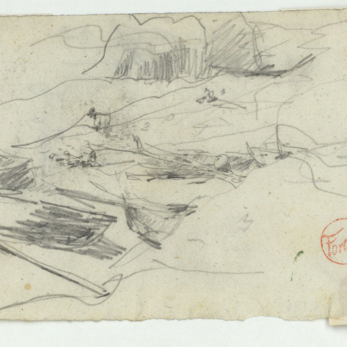 image for: Marià Fortuny - Croquis de barques (anvers) / Croquis inconcret (revers) - Cap a 1874