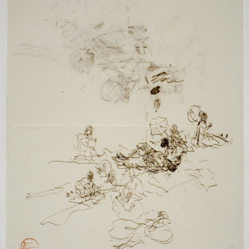 image for: Marià Fortuny - Estudi per al quadre «Platja de Portici» (anvers) / Croquis inconcret (revers) - Cap a 1874