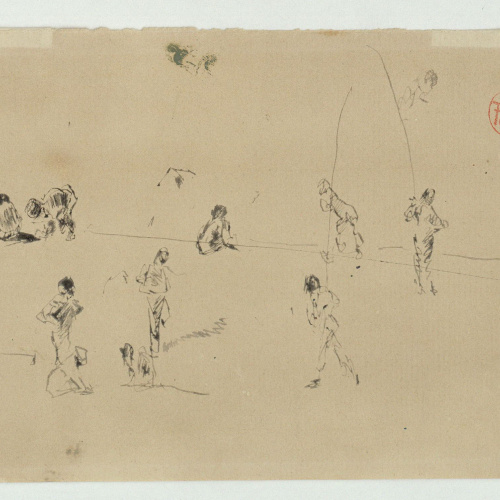 image for: Marià Fortuny - Estudi de figures a la platja - Cap a 1874