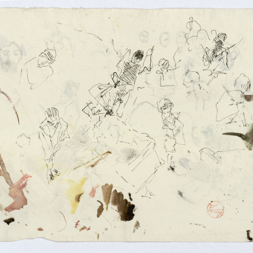 image for: Marià Fortuny - Croquis de figures (anvers) / Croquis de figures i caps (revers) - Cap a 1874