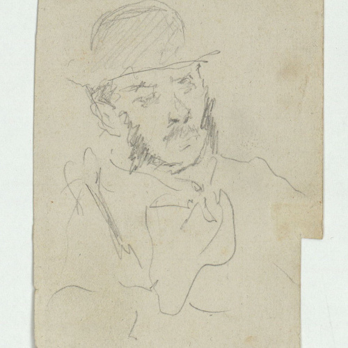 image for: Marià Fortuny - Bust masculí (anvers) / Croquis inconcret (revers) - Cap a 1863-1866