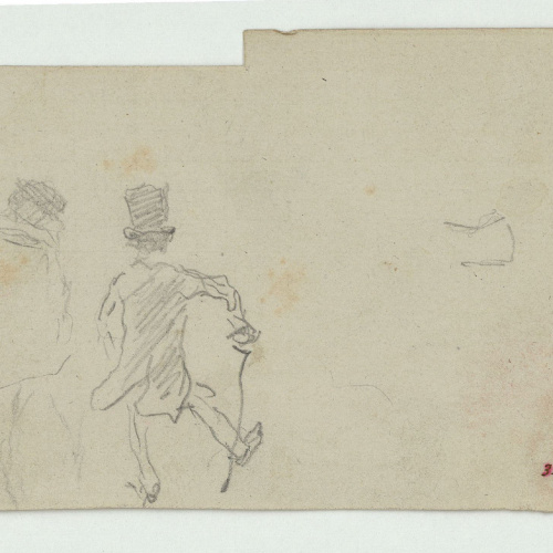 image for: Marià Fortuny - Esbós de figures masculines (anvers) / Cap masculí (soldat [?]) (revers) - Cap a 1863-1866