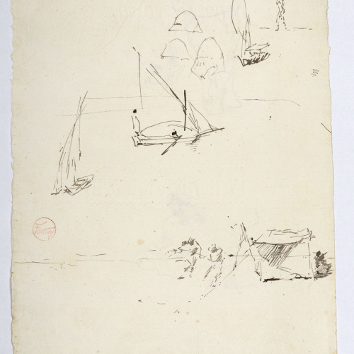 image for: Marià Fortuny - Estudi per al quadre «Platja de Portici» (anvers) / Estudi per al quadre «Platja de Portici» (revers) - Cap a 1874