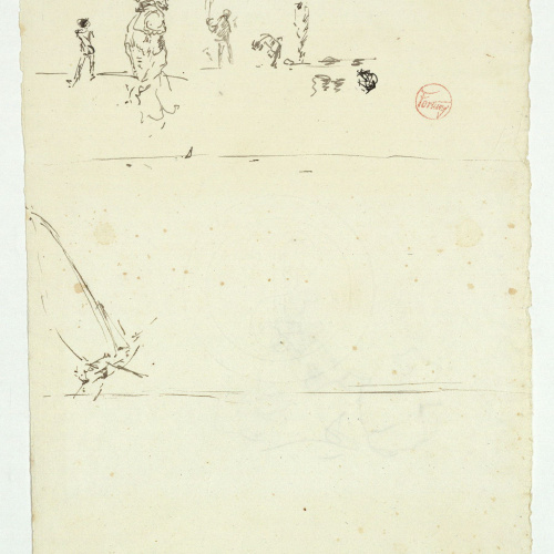 image for: Marià Fortuny - Esbós de figures i de barca (anvers) / Estudi per al quadre «Platja de Portici» (revers) - Cap a 1870-1874