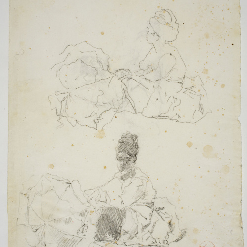 image for: Marià Fortuny - Estudi per al quadre «Platja de Portici» (anvers) / Estudi per al quadre «Platja de Portici» (revers) - Cap a 1874