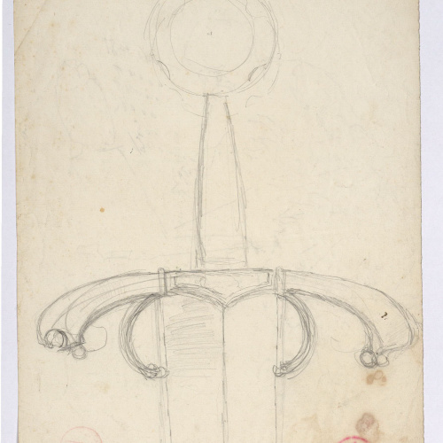 image for: Marià Fortuny - Pom d'espasa (anvers) / Estudi per al quadre «El col·leccionista d'estampes» (revers) - Cap a 1870-1872