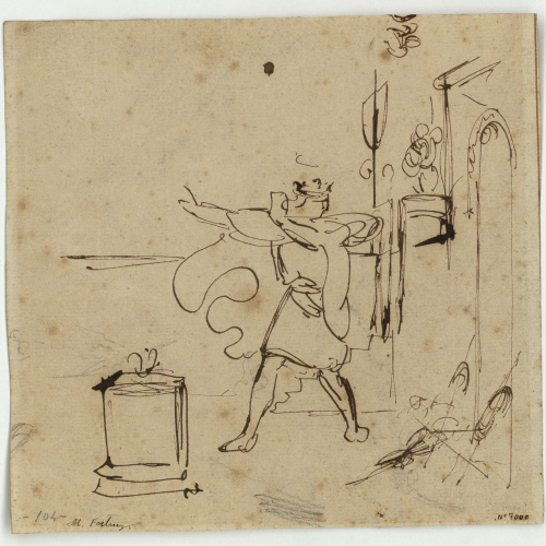 image for: Marià Fortuny - Estudi de composició (anvers) / Croquis de figures (revers) - Cap a 1856-1858