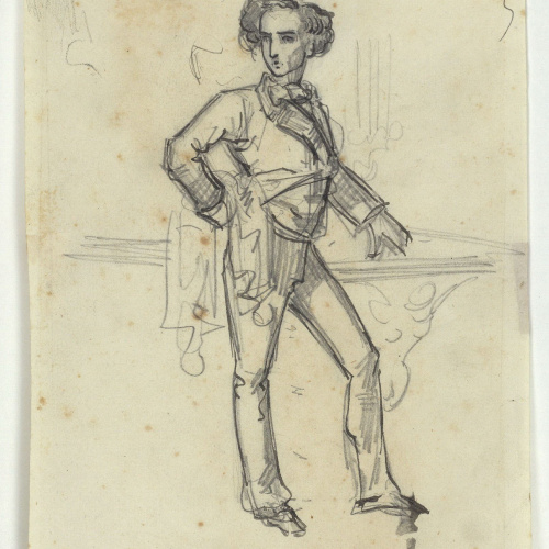 image for: Marià Fortuny - El comte Federico. Il·lustració per a la novel·la «El mendigo hipócrita» d&#039;Alexandre Dumas (fill) (anvers) / El comte Federico. Il·lustració per a la novel·la «El mendigo... - Cap a 1856-1857