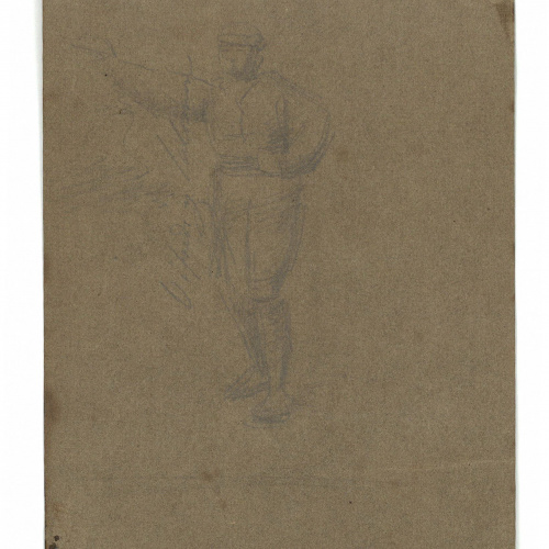 image for: Marià Fortuny - Vifredo y Salomón (anvers) / Figura masculina (revers) - Cap a 1856-1858 [1]