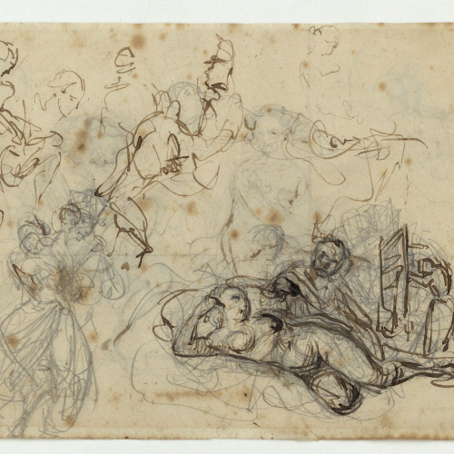 image for: Marià Fortuny - Estudi de figures (anvers) / Estudi de composició (revers) - Cap a 1856-1858 [1]