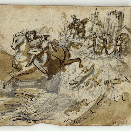 image for: Marià Fortuny - Estudi per a la litografia «El suïcidi de Leònia» - Cap a 1857