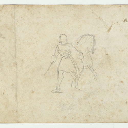 image for: Marià Fortuny - Estudi de composició (anvers) / Esbós de guerrer i cavall (revers) - Cap a 1856-1858 [1]