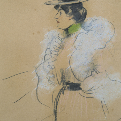 image for: Ramon Casas - Figura femenina de perfil - Cap a 1899