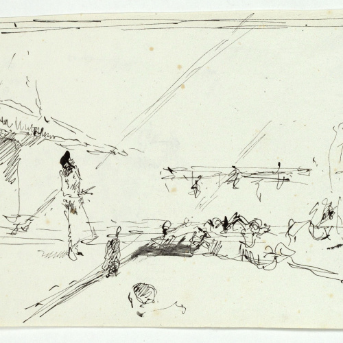 image for: Marià Fortuny - Estudi per al quadre «L&#039;escorxador de Portici» (anvers) / Núvols (revers) - Cap a 1874