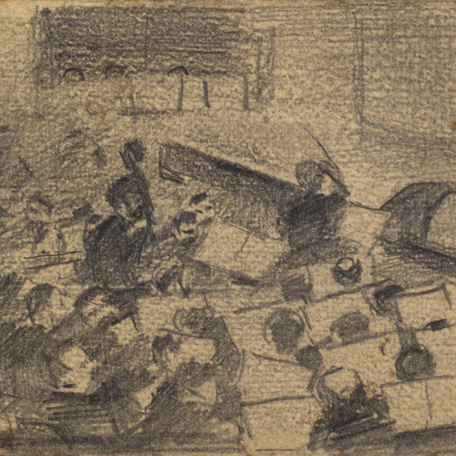 image for: Ramon Casas - Apunt de l&#039;orquestra d&#039;un teatre (anvers) / Dama en una llotja del teatre (revers) - Cap a 1890-1900