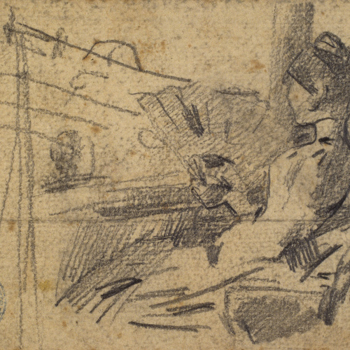 image for: Ramon Casas - Apunt de l&#039;orquestra d&#039;un teatre (anvers) / Dama en una llotja del teatre (revers) - Cap a 1890-1900 [1]