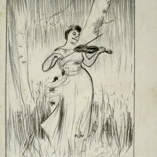 image for: Ramon Casas - Caricatura del quadre «Harmonies del bosc», de Josep Maria Tamburini - Cap a 1896