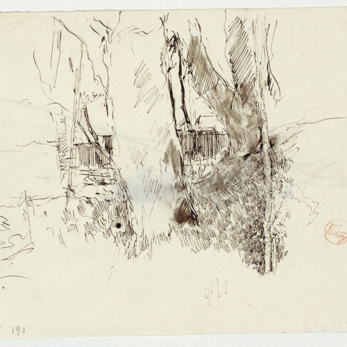 image for: Marià Fortuny - Arbres (anvers) / Barca (revers) - Cap a 1865-1874