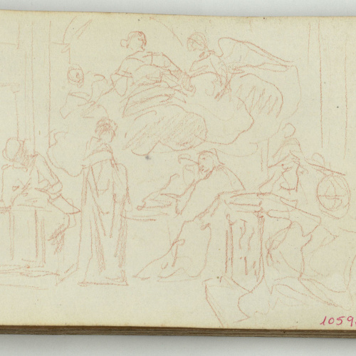 image for: Marià Fortuny - Escena de tema religiós (anvers) / Figura (revers) - Cap a 1863-1869