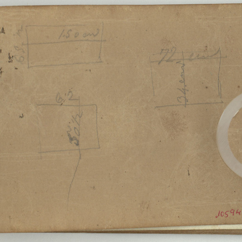 image for: Marià Fortuny - Croquis inconcret amb dimensions (anvers) / Croquis de figures (revers) - Cap a 1863-1866