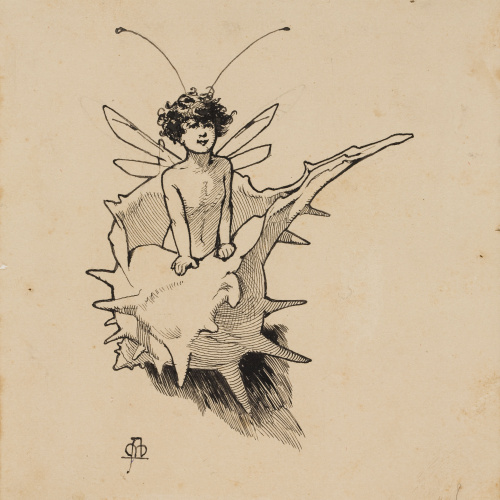 image for: Apel·les Mestres - Silf sortint de l&#039;interior d&#039;un cargol de mar. Culdellàntia per al poema «Liliana» d&#039;Apel·les Mestres - 1888