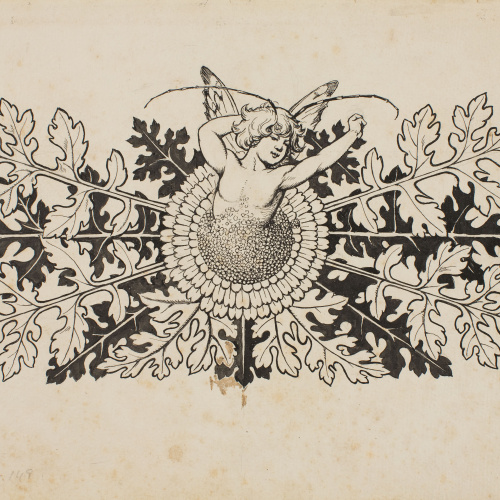 image for: Apel·les Mestres - Silf sortint d&#039;una flor. Capçalera de pàgina per al poema «Liliana» d&#039;Apel·les Mestres - Cap a 1907