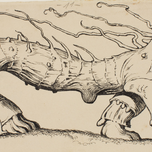 image for: Apel·les Mestres - Arbust convertit en bèstia quimèrica. Capçalera de pàgina per al poema «Liliana» d&#039;Apel·les Mestres - 1906