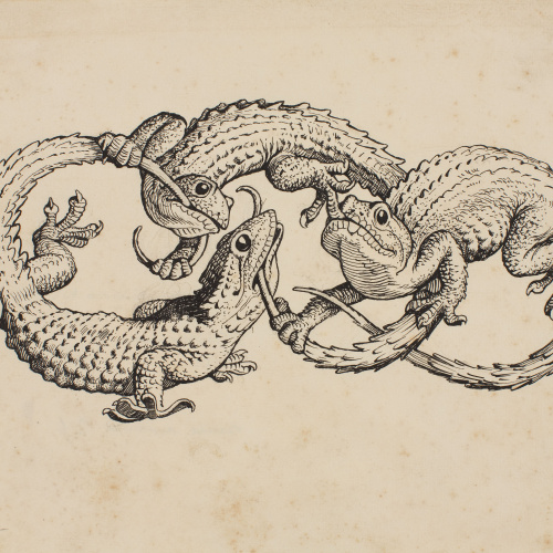 image for: Apel·les Mestres - Sargantanes. Il·lustració per al poema «Liliana» d&#039;Apel·les Mestres - 1907