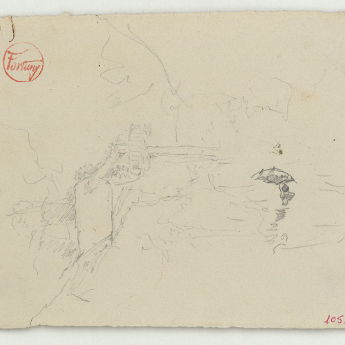 image for: Marià Fortuny - Paisatge i figura amb ombrel·la - Cap a 1867-1872