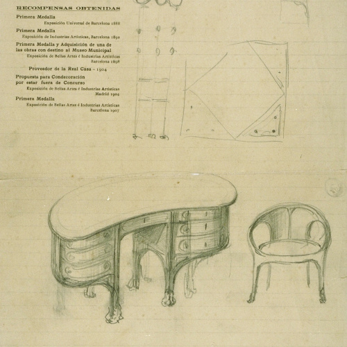 image for: Joan Busquets - Taula i cadira de despatx - Cap a 1907
