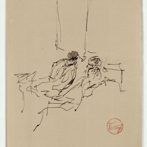 image for: Marià Fortuny - Croquis de figures assegudes - Cap a 1867-1870