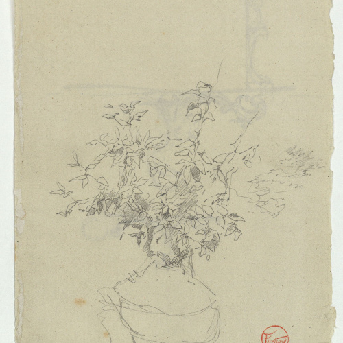 image for: Marià Fortuny - Tornapuntes (anvers) / Arbust (revers) - Cap a 1863-1870 [1]