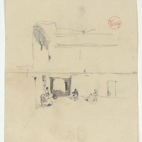 image for: Marià Fortuny - Figures femenines en un carrer o un pati interior - Cap a 1870-1872