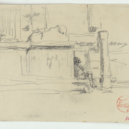 image for: Marià Fortuny - Figura asseguda al basament d&#039;un edifici - Cap a 1867-1872