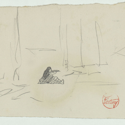 image for: Marià Fortuny - Dona asseguda a terra (anvers) / Figures assegudes (revers) - Cap a 1867-1874