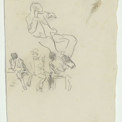 image for: Marià Fortuny - Dona asseguda a terra (anvers) / Figures assegudes (revers) - Cap a 1867-1874 [1]