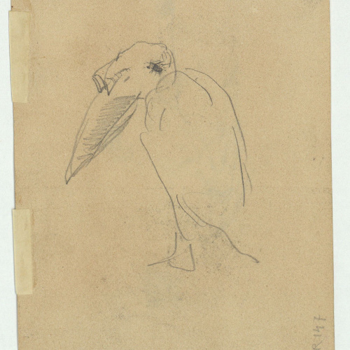 image for: Marià Fortuny - Gos ajagut (anvers) / Esbós d&#039;ocell (revers) - Cap a 1868-1870 [1]