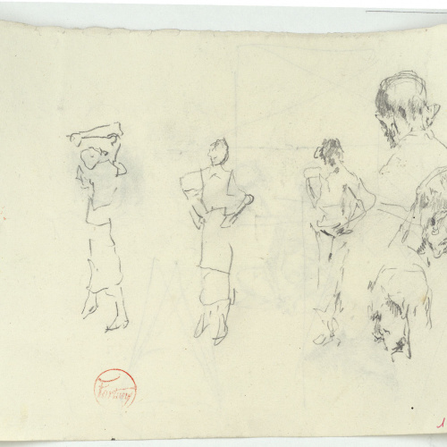 image for: Marià Fortuny - Figures i caps de vells (anvers) / Figures masculines i formes geomètriques (revers) - Cap a 1870-1872