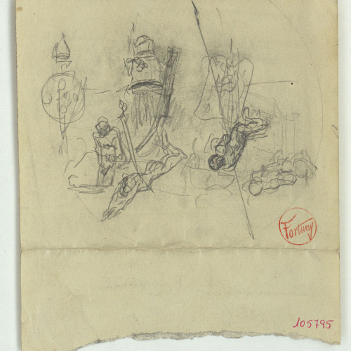 image for: Marià Fortuny - Croquis de figures (anvers) / Croquis inconcret (revers) - Cap a 1866-1872