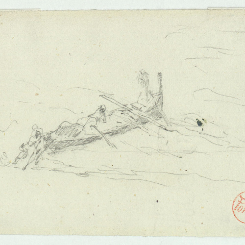 image for: Marià Fortuny - Figures empenyent una barca - Cap a 1874