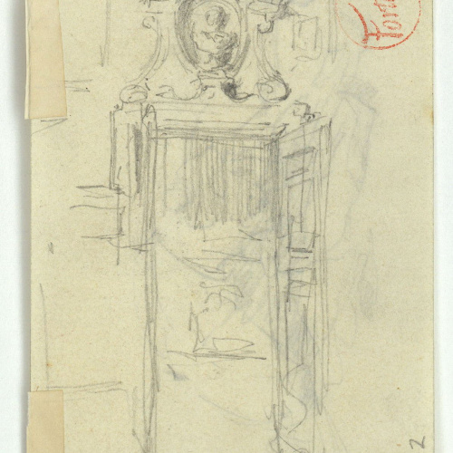 image for: Marià Fortuny - Figures a la platja (anvers) / Porta i ornamentació de sobreporta (revers) - Cap a 1874 [1]