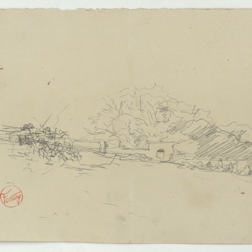 image for: Marià Fortuny - Paisatge marroquí amb figures - Cap a 1860-1862