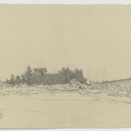 image for: Marià Fortuny - Paisatge marroquí [?] (anvers) / Esbós de cap femení (revers) - Cap a 1860-1862