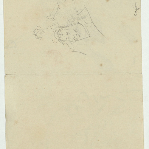 image for: Marià Fortuny - Espases d&#039;estil musulmà i un cap (anvers) / Croquis inconcret (revers) - Cap a 1870-1872 [1]