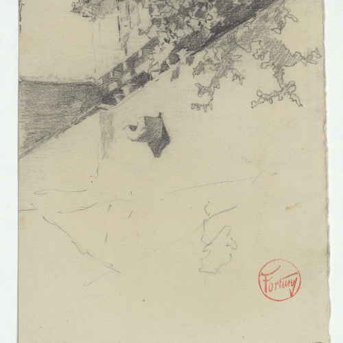 image for: Marià Fortuny - Estudi per al quadre «L&#039;Ajuntament vell de Granada» (anvers) / Esbós de casa (revers) - Cap a 1872